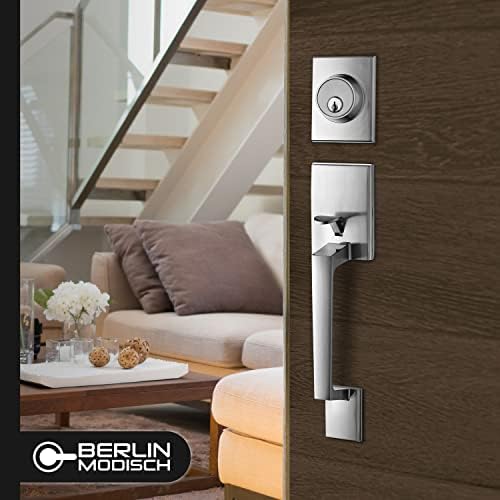 Double Cylinder Door Handles Black Reversible for Left Right-Handed Use