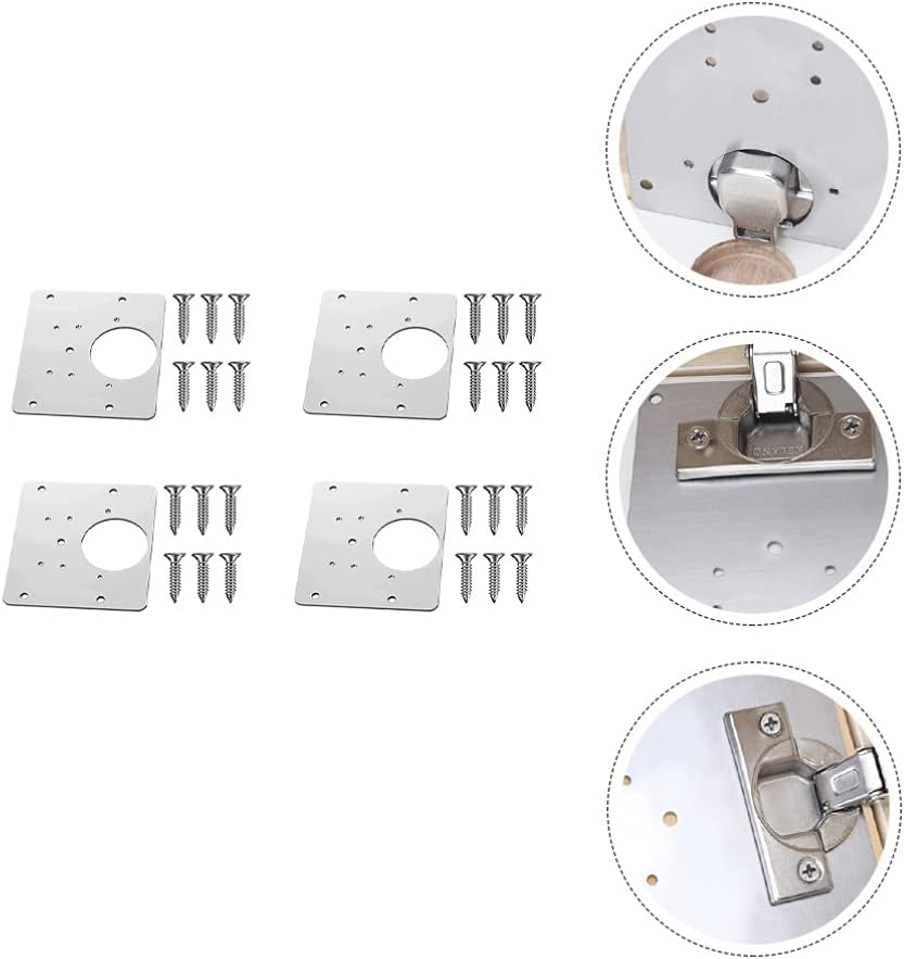 DOITOOL Black Door Hinges 4pcs Flat Brackets Stainless Steel