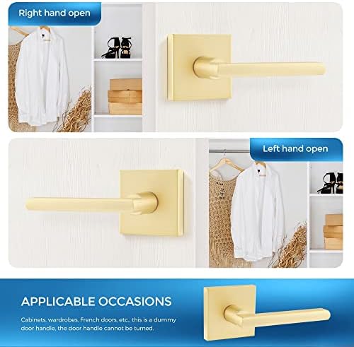 10-Piece Set of Leydebong Dummy Door Handles in Satin Brass