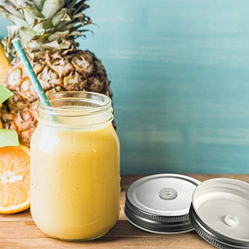 Muddle 8-Piece Metal Mason Jar Lids 27-Inch Silver Leak-Proof Reusable