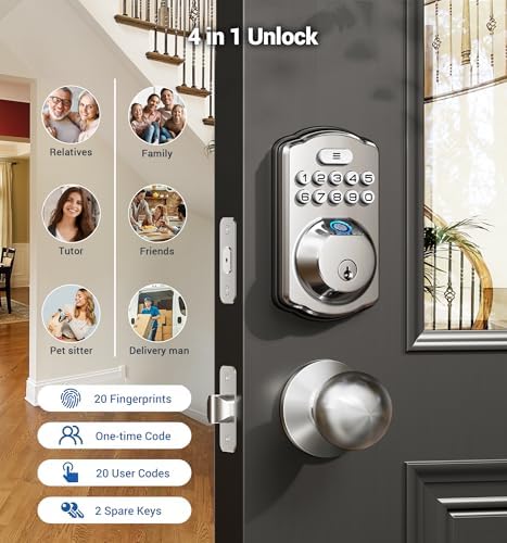 Fingerprint Door Lock with 2 Knobs
