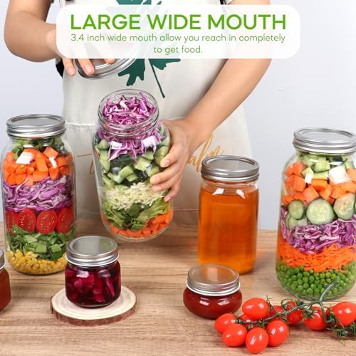 3-Pack wide mouth mason jars for canning storing 64 oz with lids bands Durable leakproof