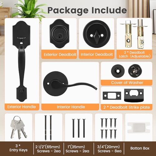 Secure Front Door Handle Set for Exterior Doors