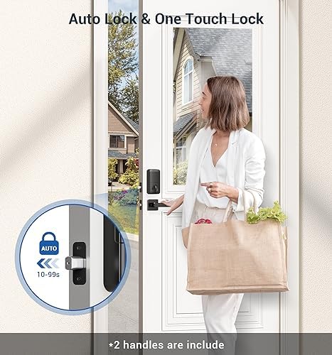 Veise Fingerprint Door Lock Set Keyless Entry Front Handle Matte Black