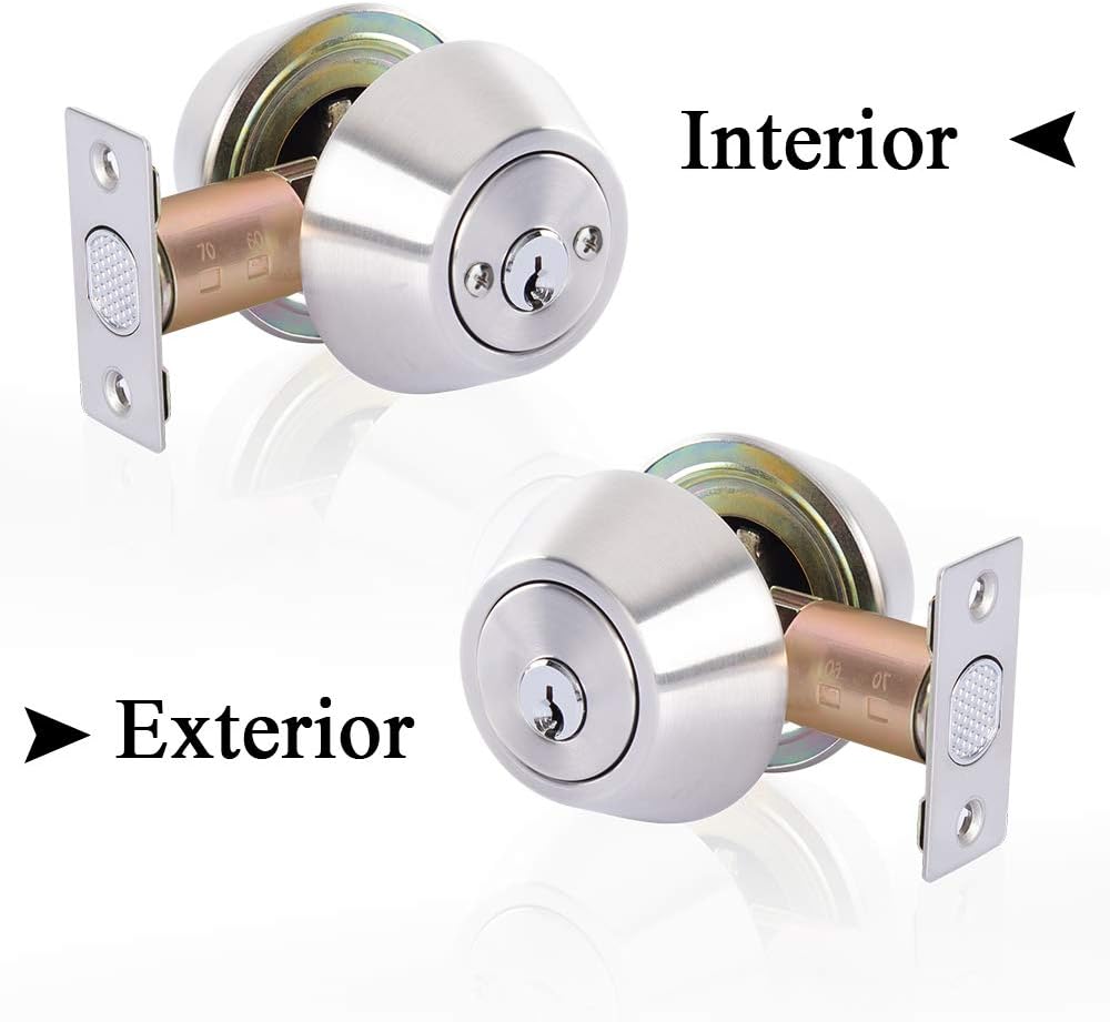 Double Keyed Deadbolt Lock PrivacyPassage Satin Stainless Steel Silver