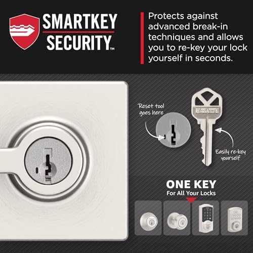 Kwikset Casey Entry Door Handle with SmartKey Security and Reversible Lever