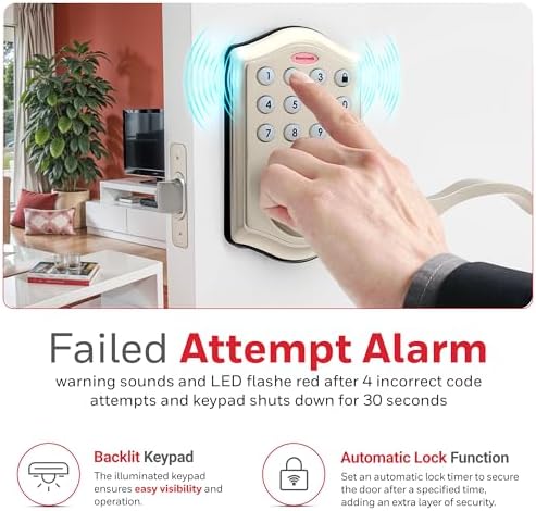Modern Keyless Entry Door Lock with 50 Codes SATIN NiKEL FINISH