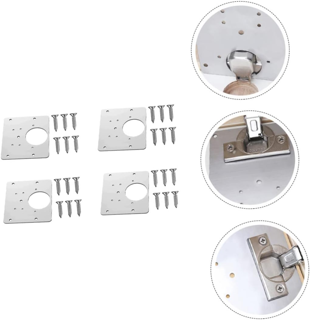 Artibetter Stainless Steel Hinge Repair Plate 4-Pack for Furniture Eroding Hinges