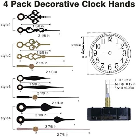2-Pack Clock Movement Mechanism with 4 Short Clock Hands Kit