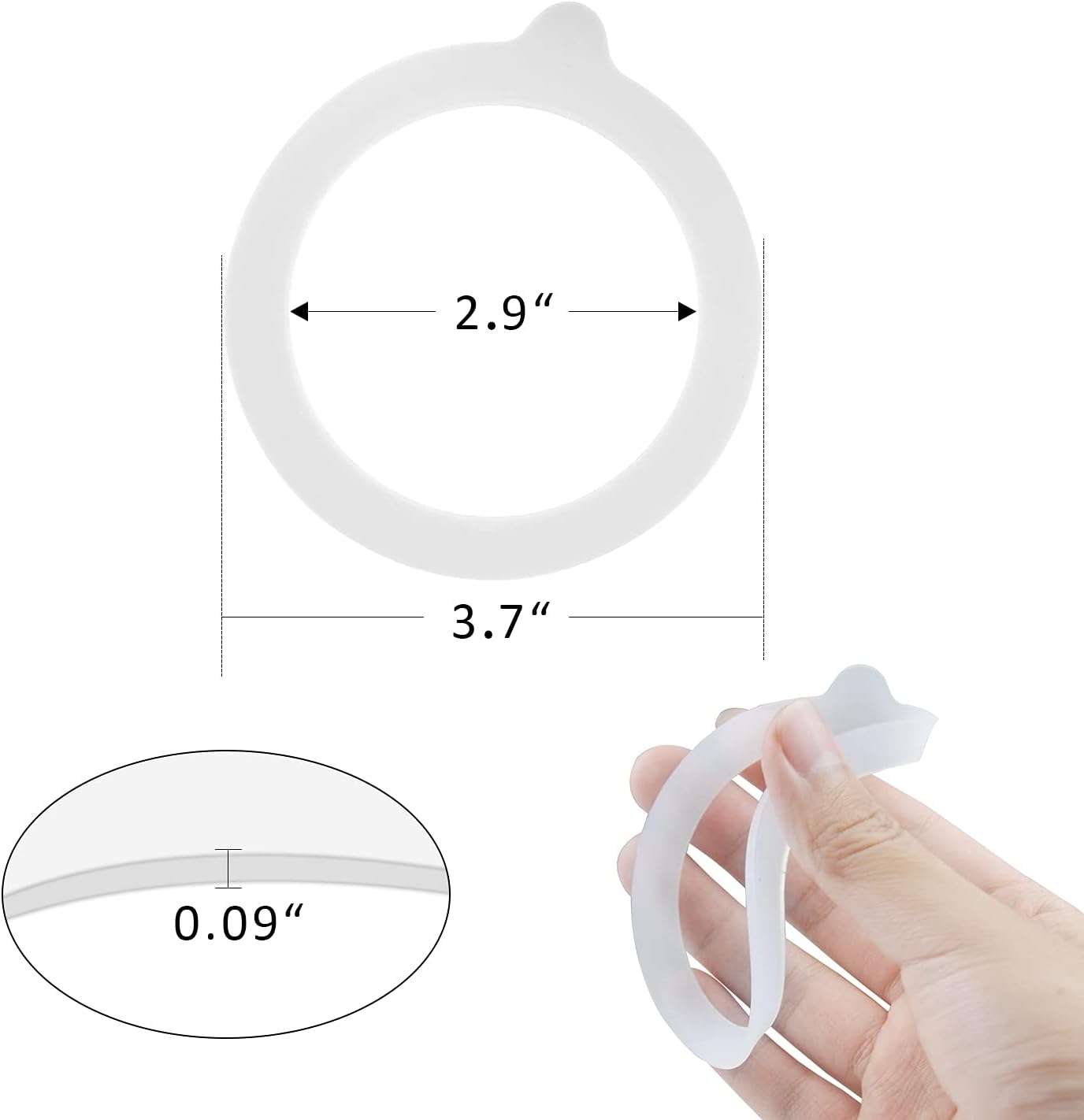 12-Piece Silicone Gasket Set for Mason Jars - Airtight Replacement Seals