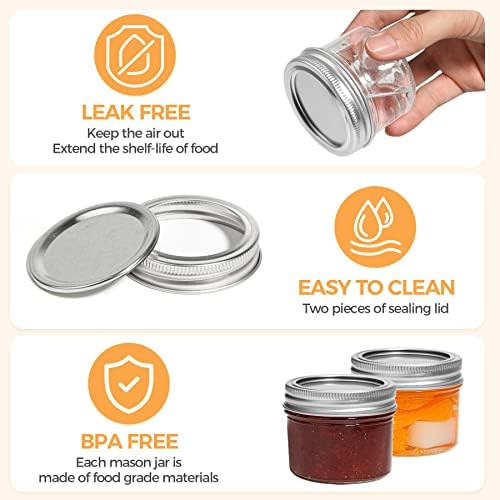 ComSaf Mini Mason Jars Set of 8 - Compact Durable