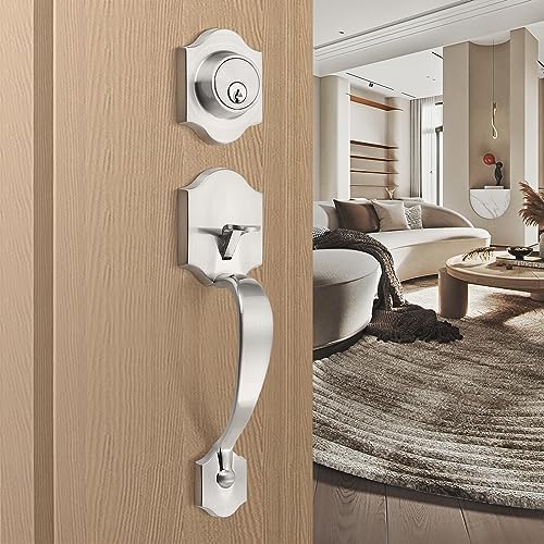 Versatile Door Handle Set with SATIN Nickel Finish