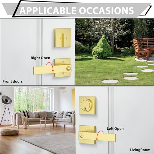 Haidms Gold Exterior Door Lock Set with Deadbolt