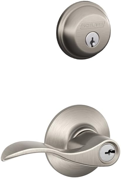 Schlage FB50 V Acc 619 Single Cylinder Deadbolt and Accent Lever Satin Nickel