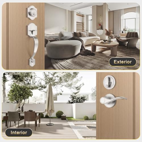 Versatile Door Handle Set with SATIN Nickel Finish