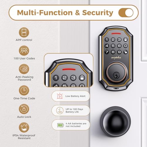 Keyless Entry Door Lock with 2-Door Knobs - App Control