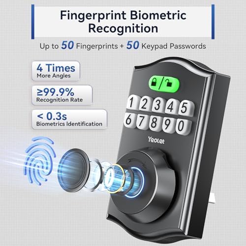 Yeolet Keyless Entry Door Lock with App Control Anti-Peeping Code