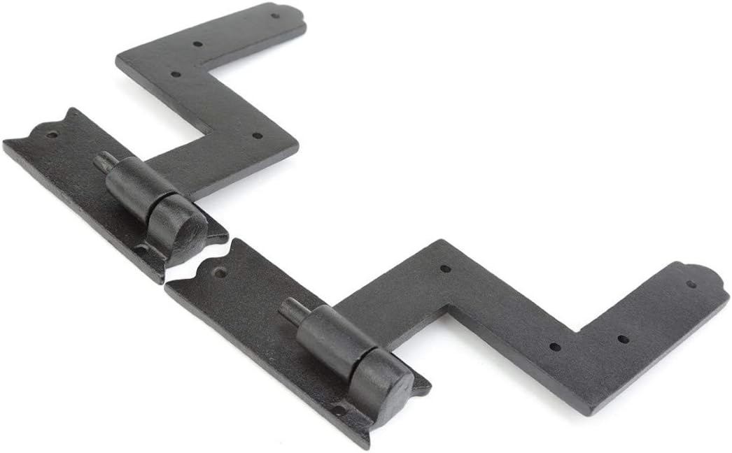 Black Wrought Iron Hinges - Lift-Off Pintle Strap Pair