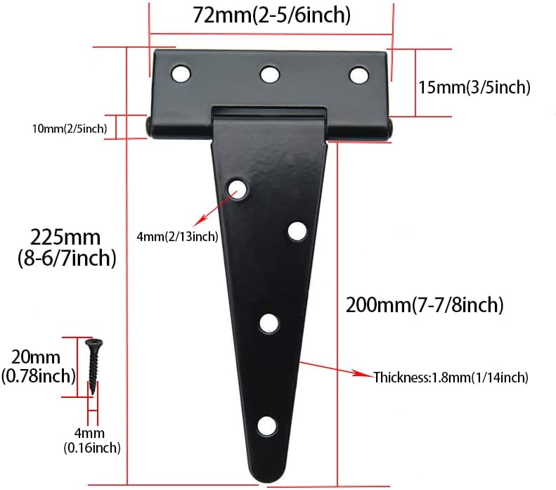 8-inch Rust-Resistant T-Strap Hinges for Garden Shed Doors