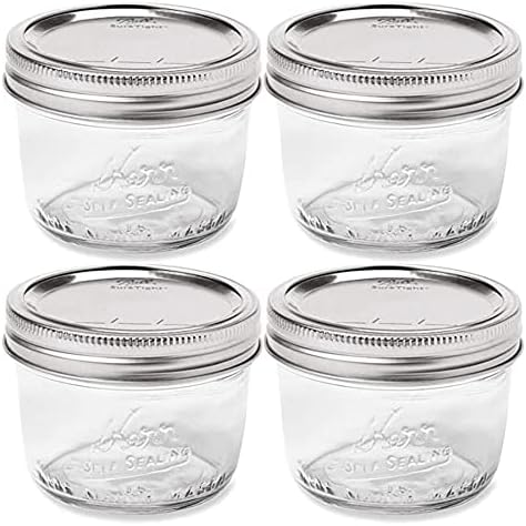Wide Mouth Mason Jars 8oz Set of 4 Made in USA BPA-free