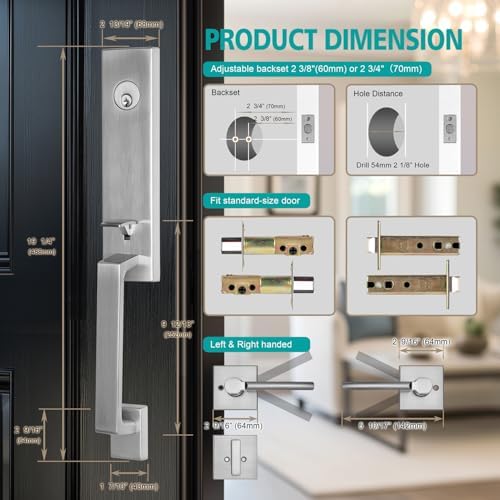 TOGU HS29D Front Door Handle and Single Cylinder Deadbolt Set