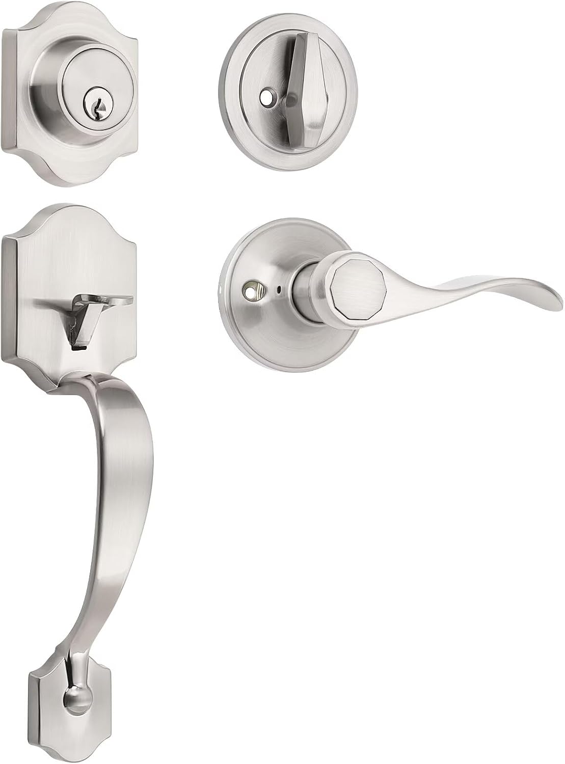 Versatile Door Handle Set with SATIN Nickel Finish