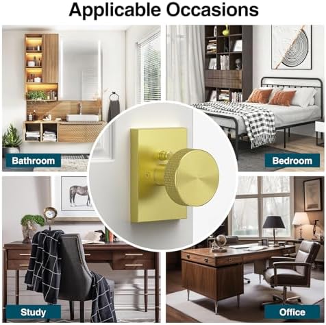 Gold Door Knob Anti-Slip Sturdy Easy Install