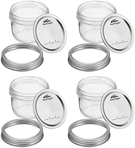 Wide Mouth Mason Jars 8oz Set of 4 Made in USA BPA-free