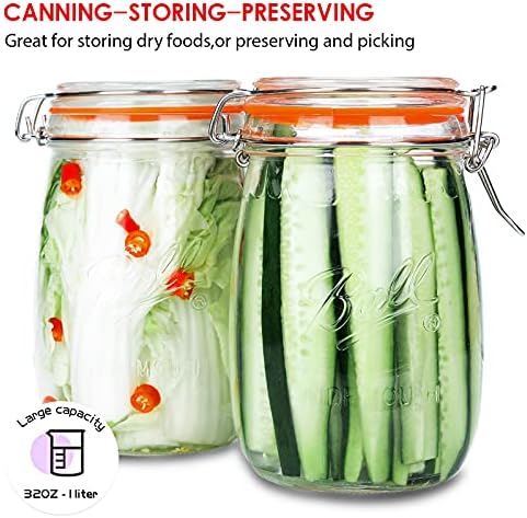Wide Mouth Glass Jars 32oz x4 Set