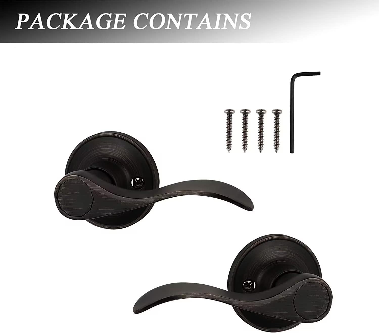 Probrico 4 Pack Door Lever Wave Style Oil Rubbed Bronze