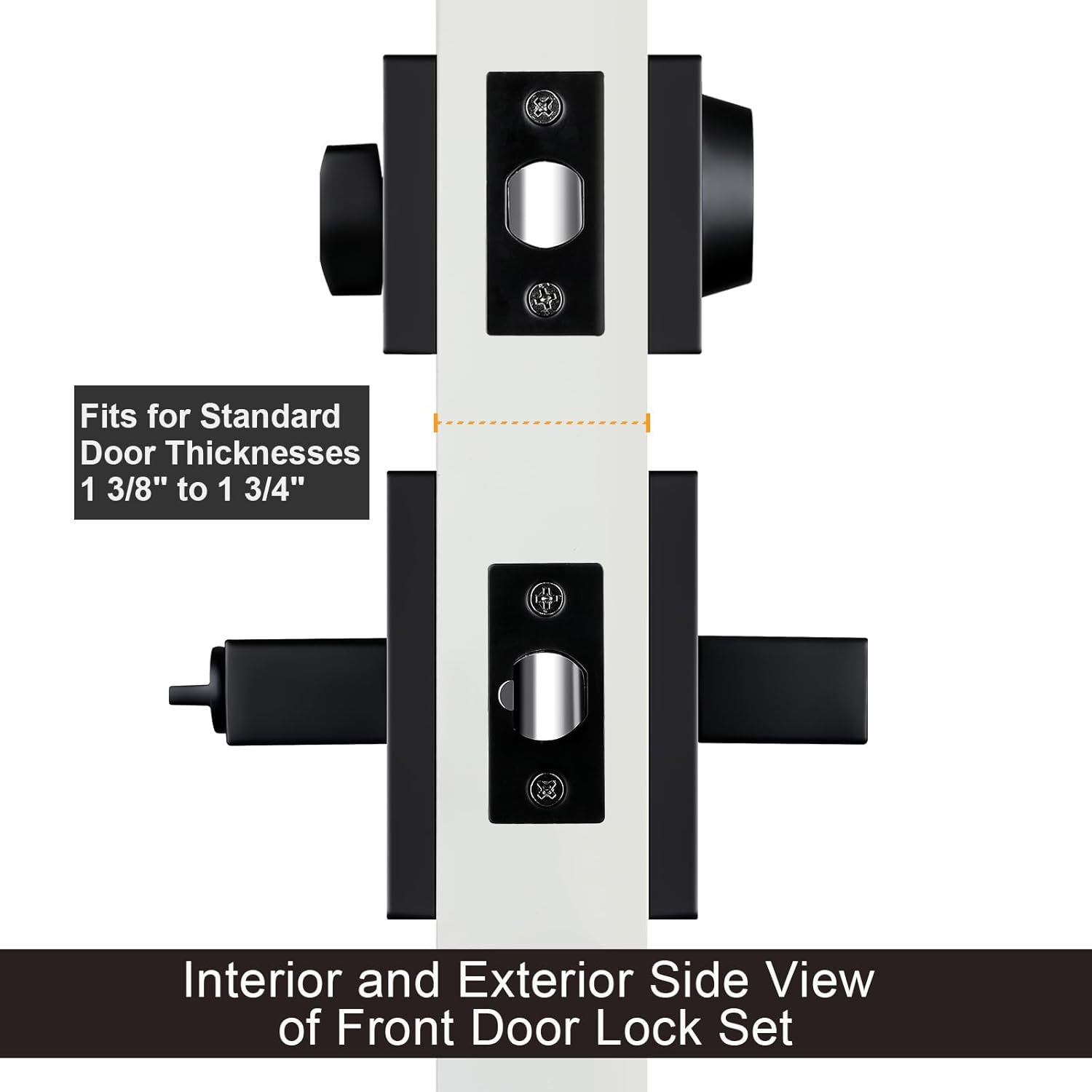Haidms Black Exterior Door Lock Set with Matte Black Handles