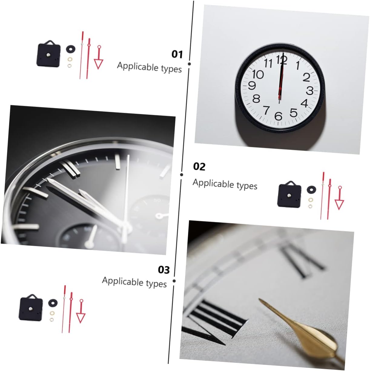 Veemoon Red Clock Hands and Mechanism Kit for DIY