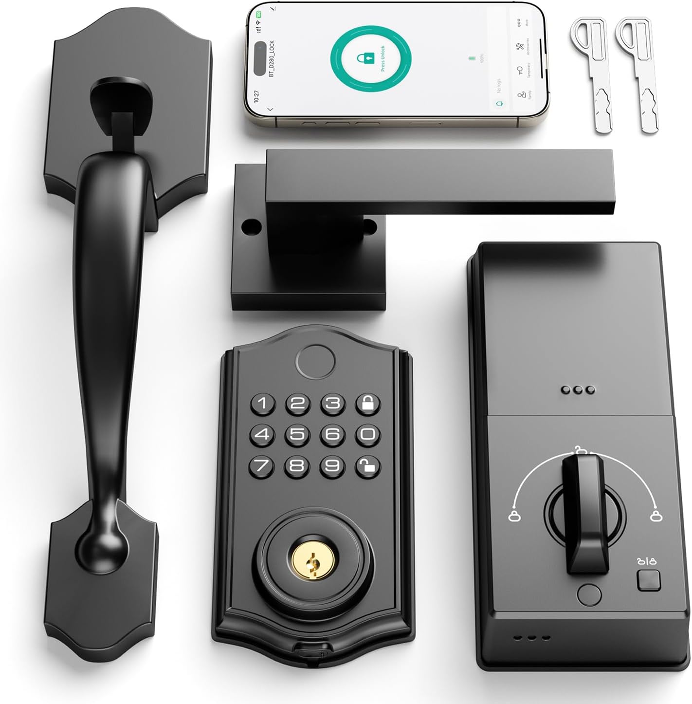 Leecici Smart Door Lock Set - Front Door with Keyless Entry Black