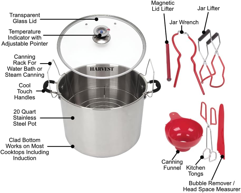 20 Qt Canning Pot with Rack - Works on All Stovetops