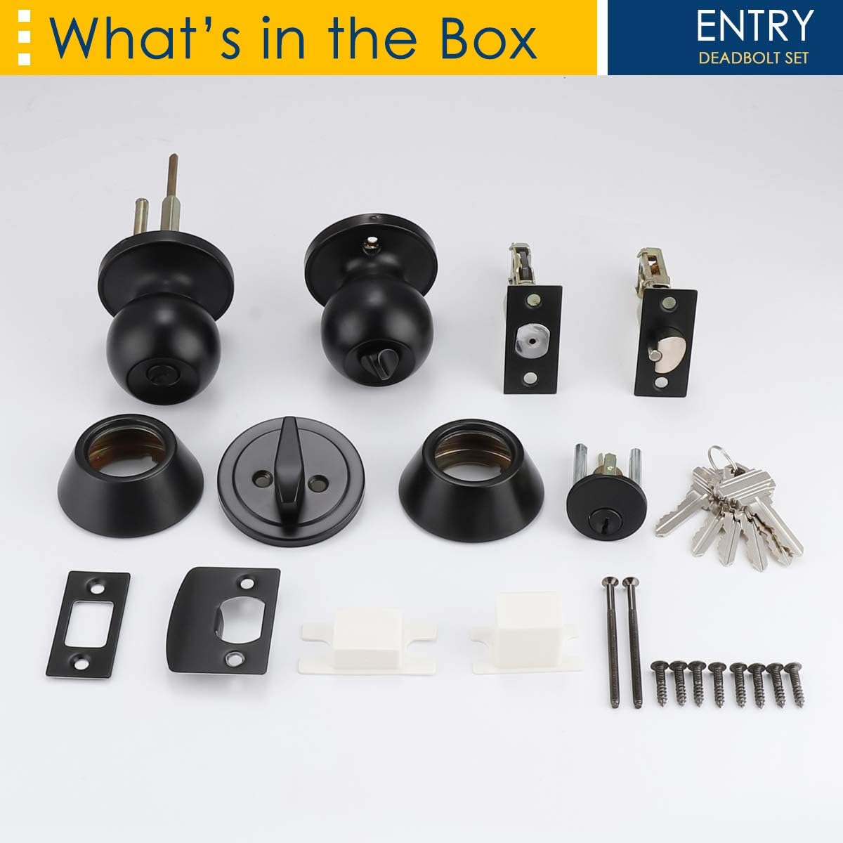 Versatile 4-Pack Door Knob Deadbolt Set with Black Finish