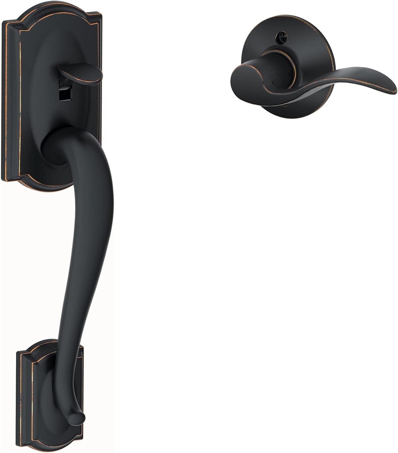 Schlage Front Entry Door Handle Aged Bronze LH Accent Lever