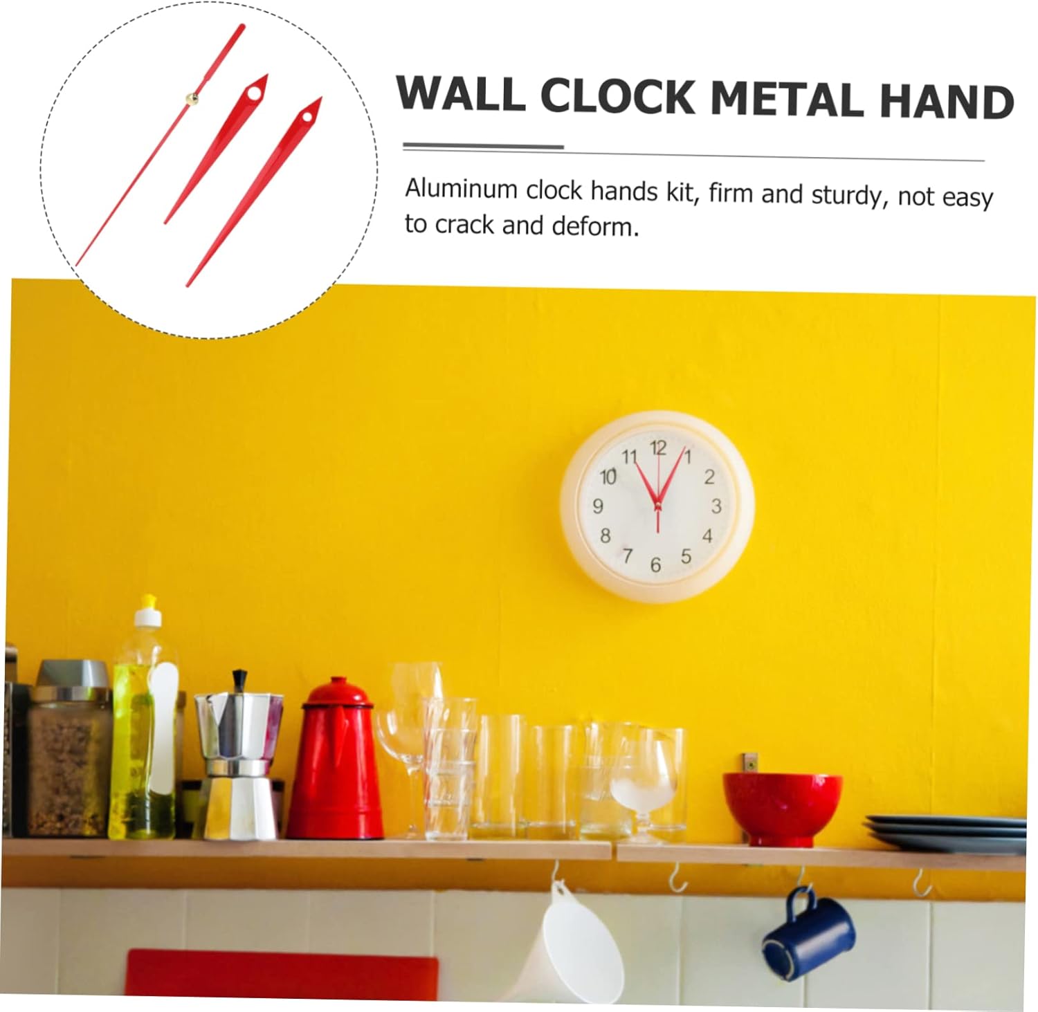AOKWAWALIY 10-Piece Digital Wall Clock Hand Set Red