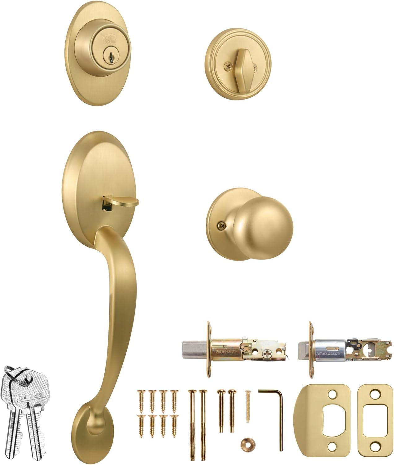 Design House Cambridge Door Handleset Satin Gold Reversible and Durable