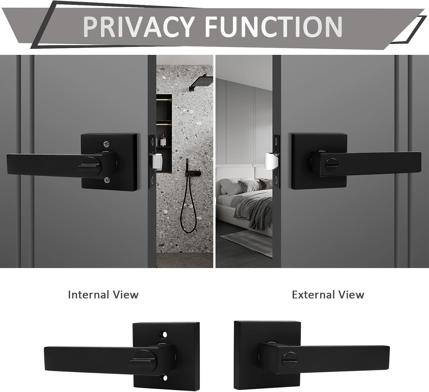 Privacy Door Lock Caps for Bedroom Bathroom with Black Finish