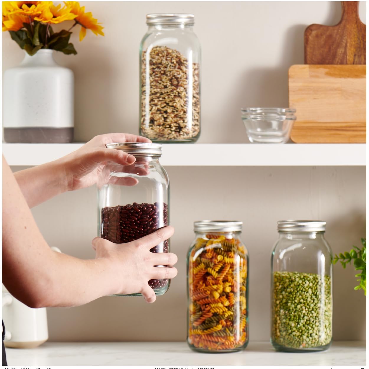 Gling 64 oz Wide-Mouth Glass Mason Jar
