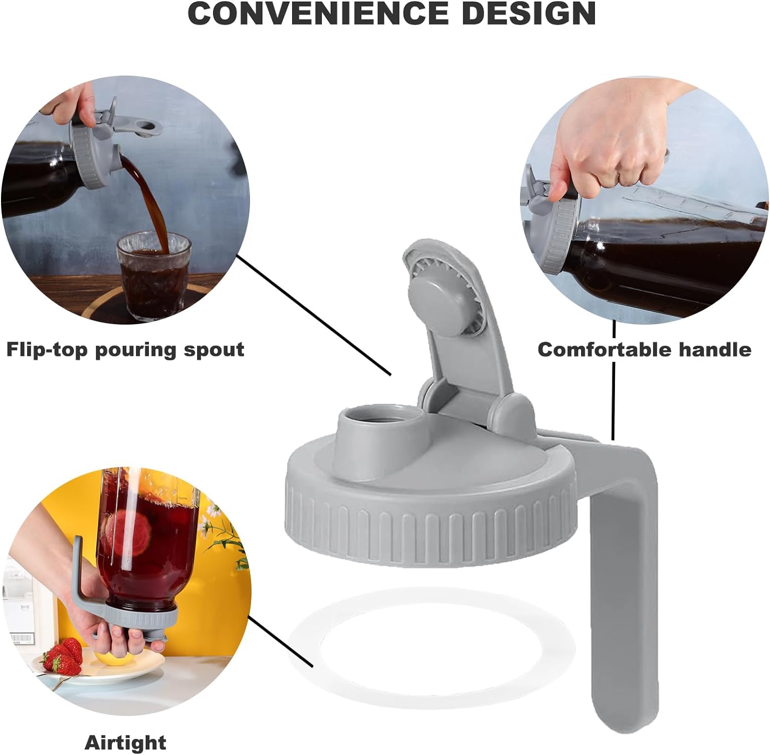 Leak-Proof Mason Jar Pour Spout Lid2-Piece Set