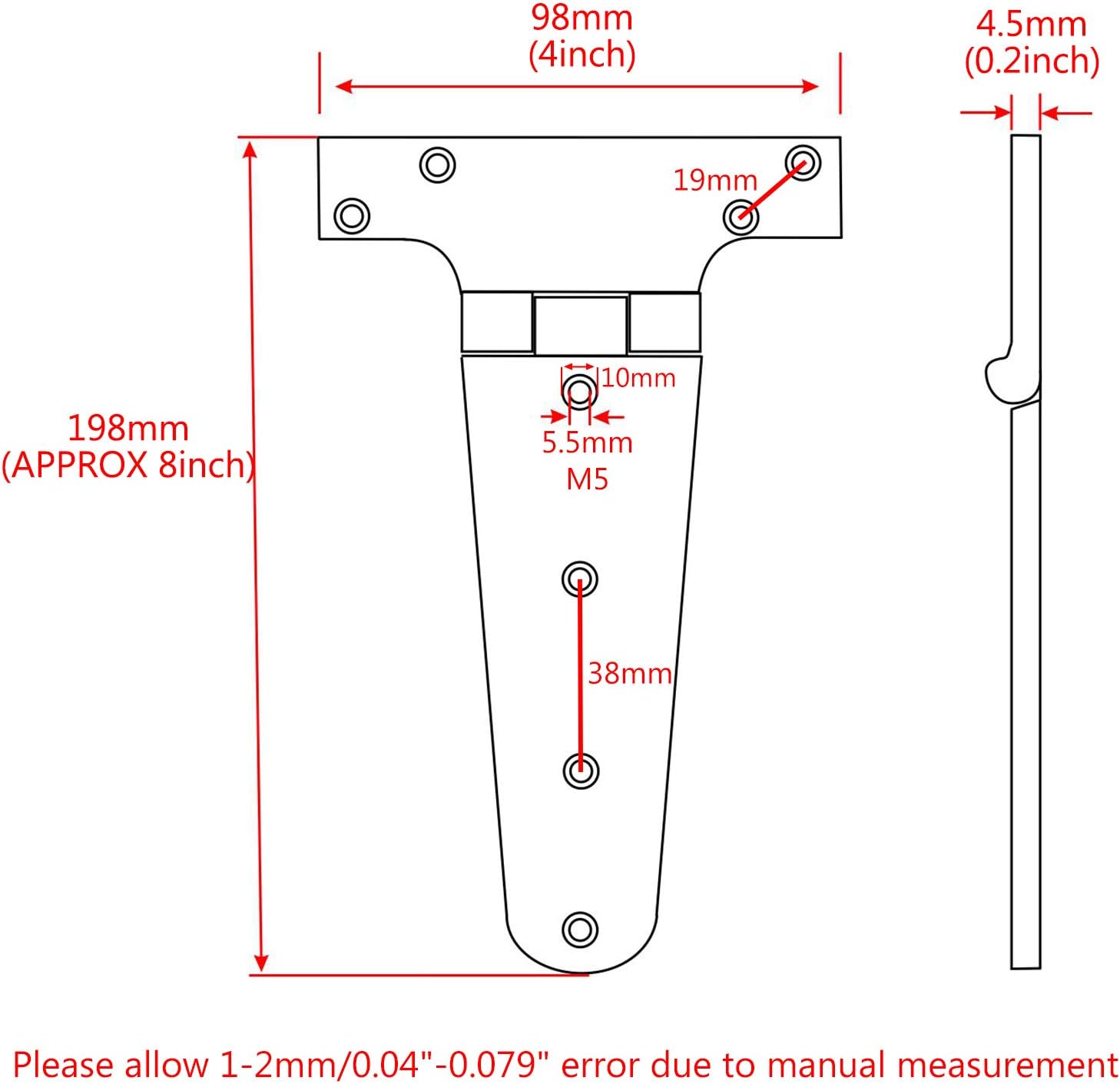 Durable Marine Grade 316 stainless steel T hingePAIR