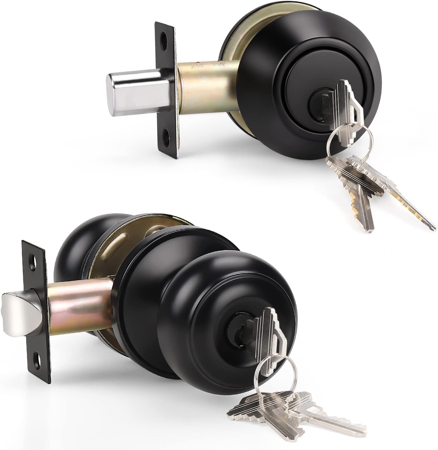 KNOBWELL Entry Door Knob and Deadbolt Lock Set Matte Black