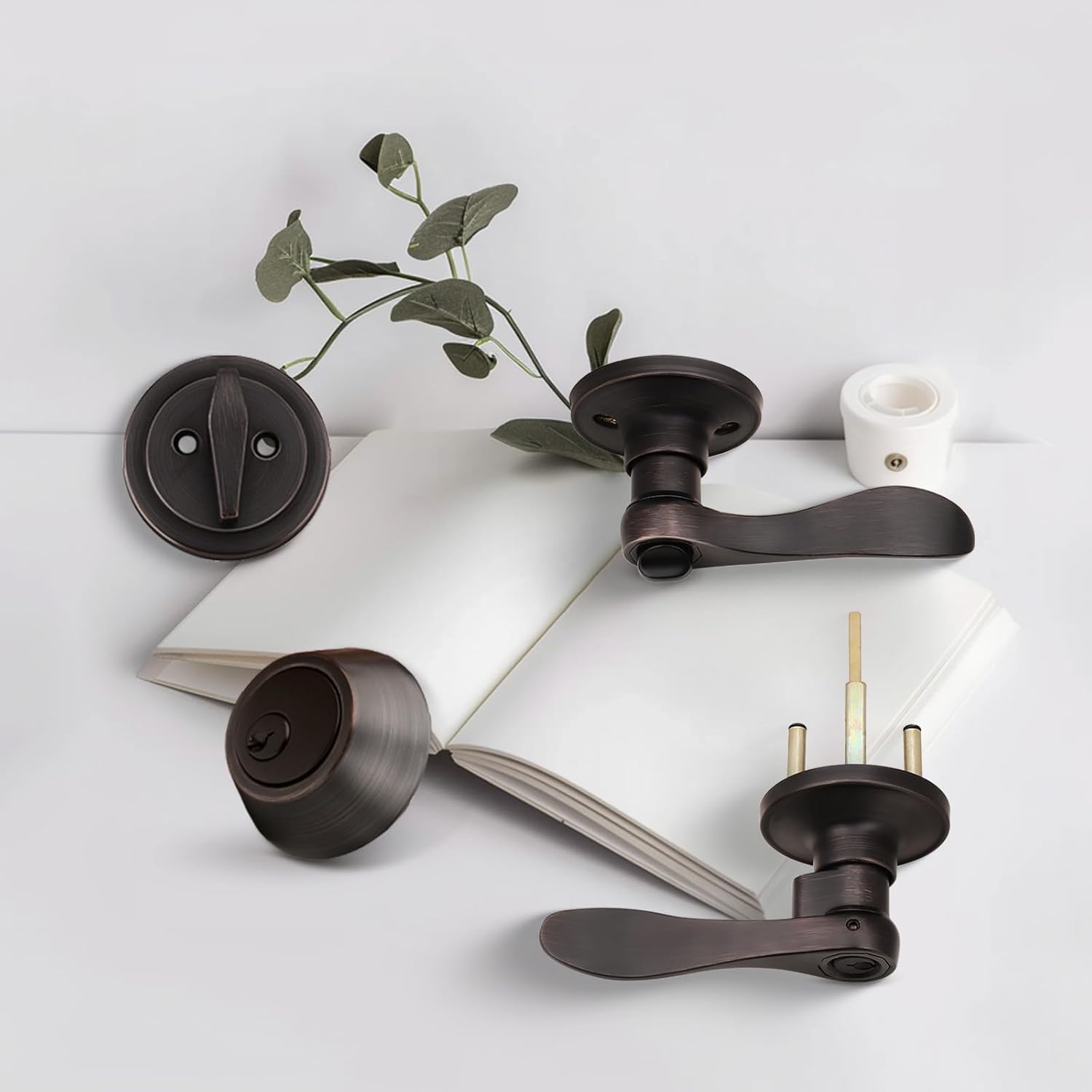 Secure Exterior Door Lock Set with Oil Rubbed Bronze Handle