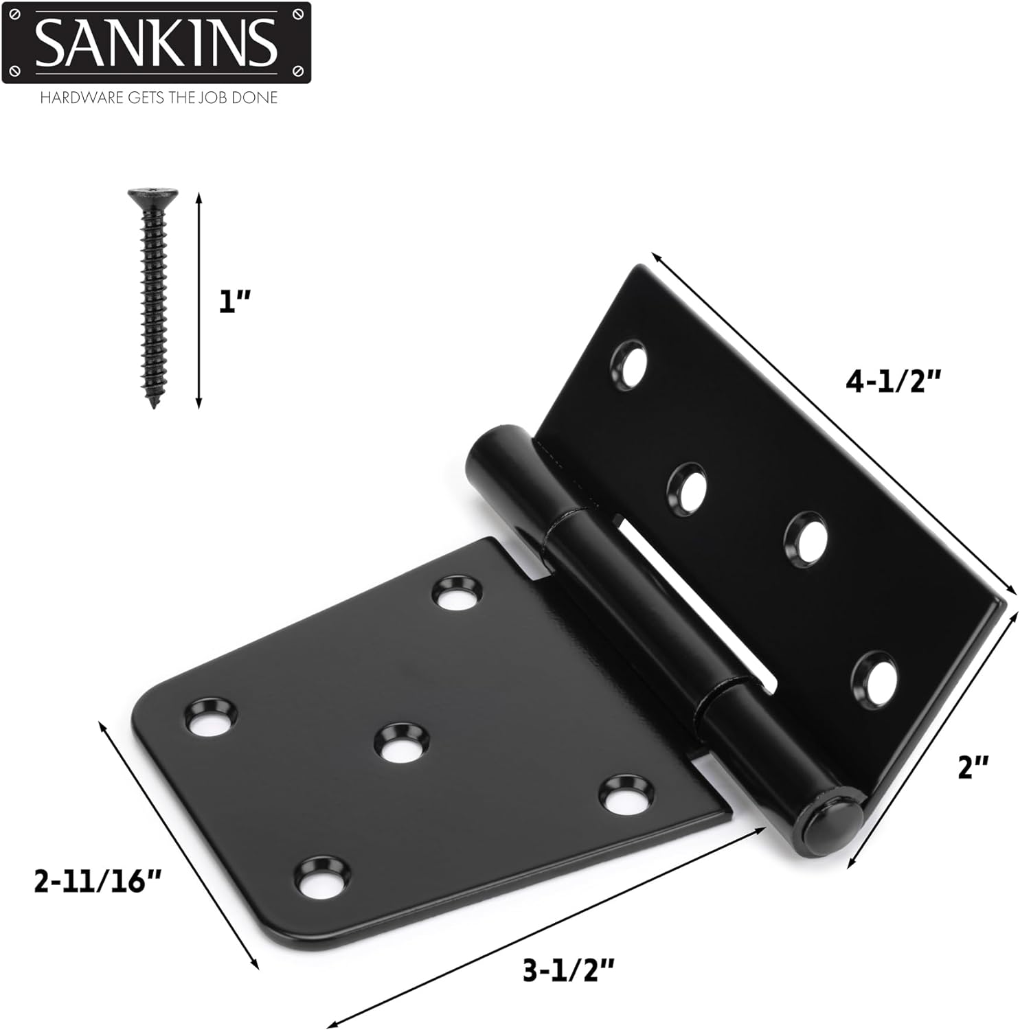 Durable 3-12 Gate Hinges Black Iron for Wooden Fences