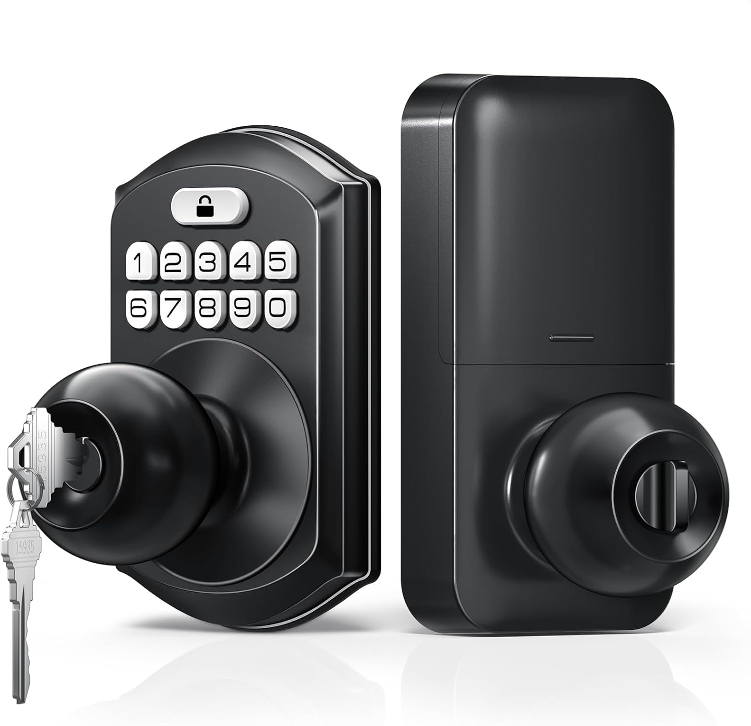 TEEHO Keyless Entry Door Lock With Handle - Matte Black