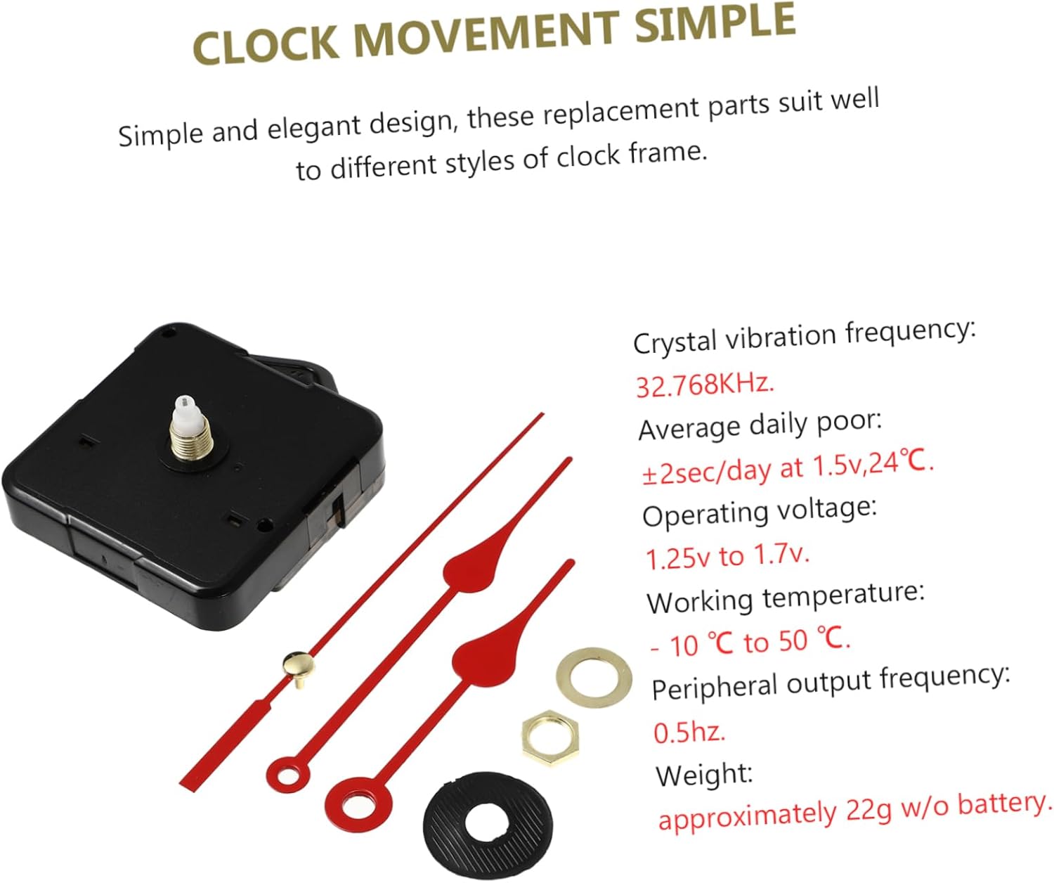 Precise Silent Quartz Clock Hands