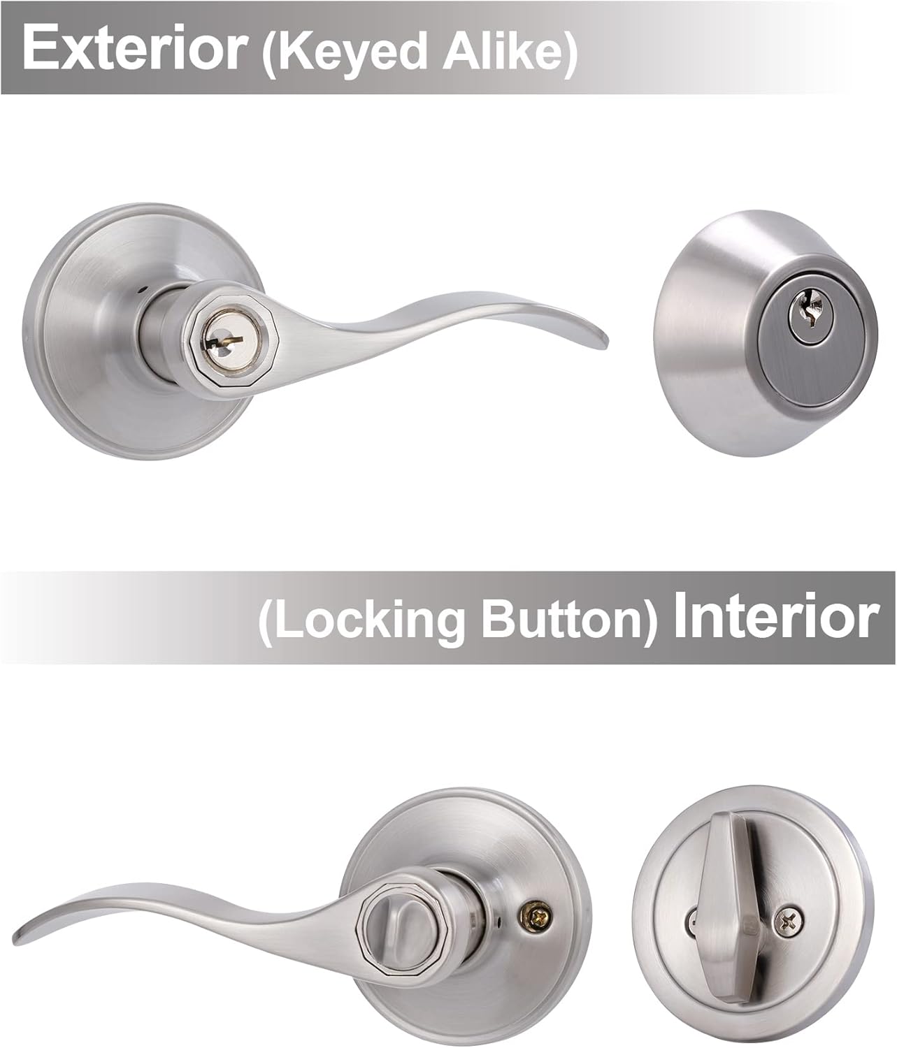 Secure Front Door Lock Set with Reversible Levers