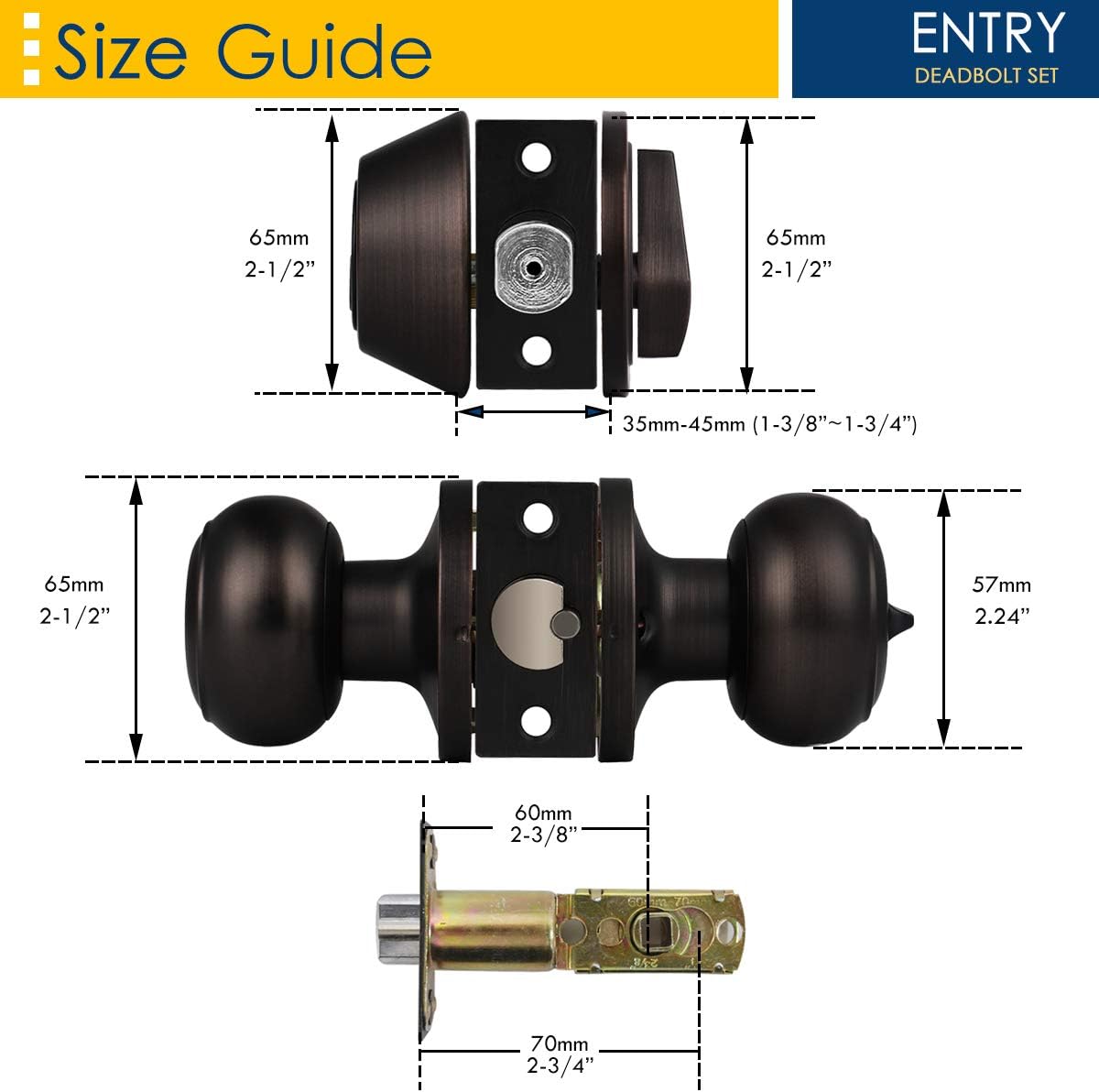 3-Pack Oil Rubbed Bronze Entry Door Knob and Deadbolt Set