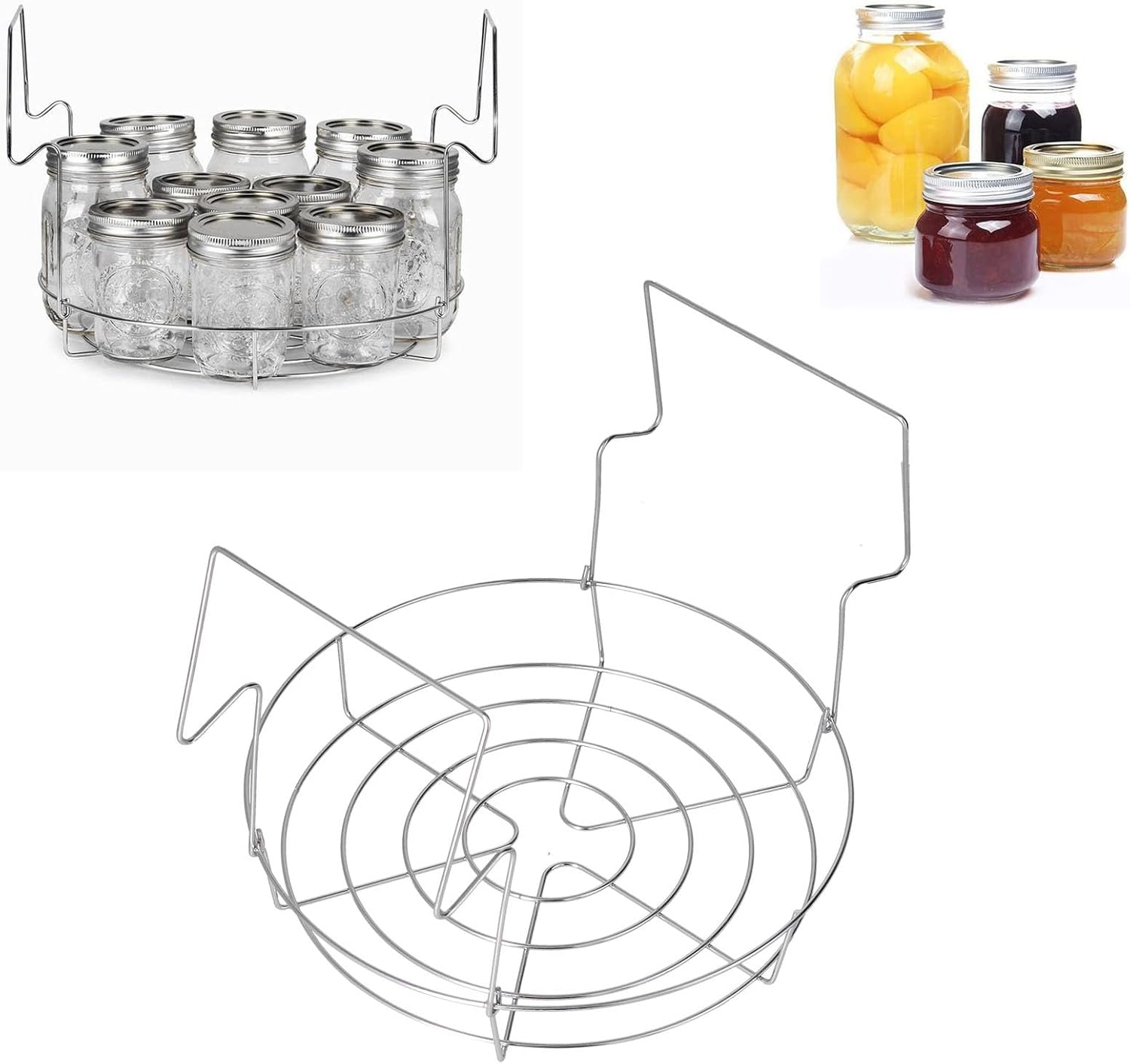 Stainless Steel Canning Rack with Foldable Handles for Mason Jars
